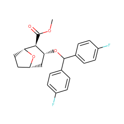 COC(=O)[C@H]1[C@H](OC(c2ccc(F)cc2)c2ccc(F)cc2)C[C@@H]2CC[C@H]1O2 ZINC000013764459