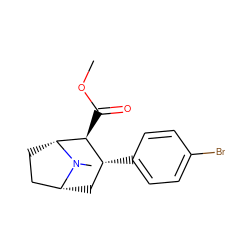 COC(=O)[C@H]1[C@H](c2ccc(Br)cc2)C[C@@H]2CC[C@H]1N2C ZINC000013586313