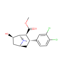 COC(=O)[C@H]1[C@H](c2ccc(Cl)c(Cl)c2)C[C@H]2C[C@@H](O)[C@@H]1N2C ZINC000013863570