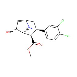 COC(=O)[C@H]1[C@H]2[C@H](O)C[C@H](C[C@H]1c1ccc(Cl)c(Cl)c1)N2C ZINC000100843797