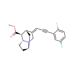 COC(=O)[C@H]1[C@H]2C[C@H]3CC[C@H]1N3C/C2=C\C#Cc1cc(F)ccc1F ZINC000253637730