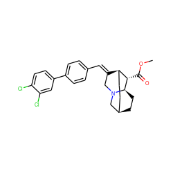 COC(=O)[C@H]1[C@H]2CC[C@H]3CC[C@H]1N(C/C2=C\c1ccc(-c2ccc(Cl)c(Cl)c2)cc1)C3 ZINC000253632589