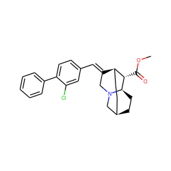 COC(=O)[C@H]1[C@H]2CC[C@H]3CC[C@H]1N(C/C2=C\c1ccc(-c2ccccc2)c(Cl)c1)C3 ZINC000261074625