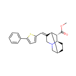 COC(=O)[C@H]1[C@H]2CC[C@H]3CC[C@H]1N(C/C2=C\c1ccc(-c2ccccc2)s1)C3 ZINC000253665563