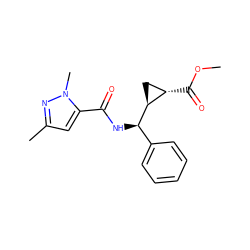 COC(=O)[C@H]1C[C@@H]1[C@H](NC(=O)c1cc(C)nn1C)c1ccccc1 ZINC000006233278