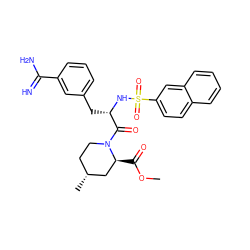 COC(=O)[C@H]1C[C@H](C)CCN1C(=O)[C@H](Cc1cccc(C(=N)N)c1)NS(=O)(=O)c1ccc2ccccc2c1 ZINC000027524594