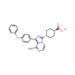 COC(=O)[C@H]1CC[C@H](c2nc(-c3ccc(Oc4ccccc4)cc3)c3c(N)nccn32)CC1 ZINC000261125640