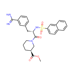 COC(=O)[C@H]1CCCN(C(=O)[C@H](Cc2cccc(C(=N)N)c2)NS(=O)(=O)c2ccc3ccccc3c2)C1 ZINC000013782869