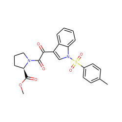 COC(=O)[C@H]1CCCN1C(=O)C(=O)c1cn(S(=O)(=O)c2ccc(C)cc2)c2ccccc12 ZINC000103271249