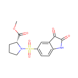 COC(=O)[C@H]1CCCN1S(=O)(=O)c1ccc2c(c1)C(=O)C(=O)N2 ZINC000001996393