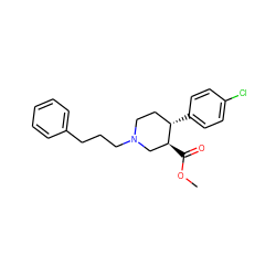 COC(=O)[C@H]1CN(CCCc2ccccc2)CC[C@@H]1c1ccc(Cl)cc1 ZINC000013475005
