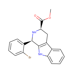 COC(=O)[C@H]1Cc2c([nH]c3ccccc23)[C@@H](c2ccccc2Br)N1 ZINC000036025434