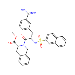 COC(=O)[C@H]1Cc2ccccc2CN1C(=O)[C@H](Cc1cccc(C(=N)N)c1)NS(=O)(=O)c1ccc2ccccc2c1 ZINC000003834142
