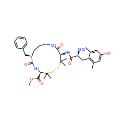 COC(=O)[C@H]1NC(=O)[C@@H](Cc2ccccc2)CCCNC(=O)[C@@H](NC(=O)[C@@H](N)Cc2c(C)cc(O)cc2C)C(C)(C)SSC1(C)C ZINC000026742895