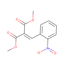 COC(=O)C(=Cc1ccccc1[N+](=O)[O-])C(=O)OC ZINC000001714961