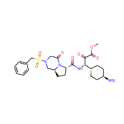 COC(=O)C(=O)[C@@H](NC(=O)[C@@H]1CC[C@H]2CN(S(=O)(=O)Cc3ccccc3)CC(=O)N21)[C@H]1CC[C@H](N)CC1 ZINC000261086641
