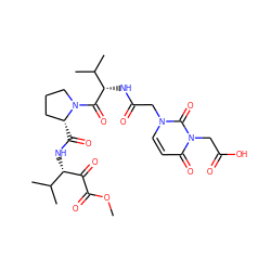 COC(=O)C(=O)[C@@H](NC(=O)[C@@H]1CCCN1C(=O)[C@@H](NC(=O)Cn1ccc(=O)n(CC(=O)O)c1=O)C(C)C)C(C)C ZINC000049757429