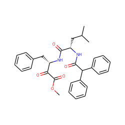 COC(=O)C(=O)[C@H](Cc1ccccc1)NC(=O)[C@H](CC(C)C)NC(=O)C(c1ccccc1)c1ccccc1 ZINC000040935557