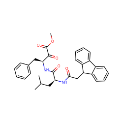 COC(=O)C(=O)[C@H](Cc1ccccc1)NC(=O)[C@H](CC(C)C)NC(=O)CC1c2ccccc2-c2ccccc21 ZINC000040411244