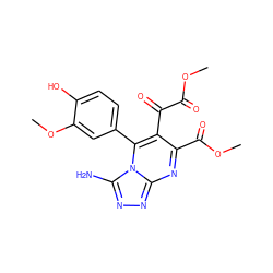 COC(=O)C(=O)c1c(C(=O)OC)nc2nnc(N)n2c1-c1ccc(O)c(OC)c1 ZINC000016942715