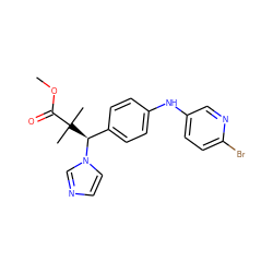 COC(=O)C(C)(C)[C@@H](c1ccc(Nc2ccc(Br)nc2)cc1)n1ccnc1 ZINC000095563911