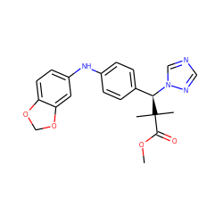 COC(=O)C(C)(C)[C@@H](c1ccc(Nc2ccc3c(c2)OCO3)cc1)n1cncn1 ZINC000095562432