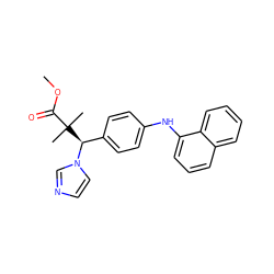 COC(=O)C(C)(C)[C@@H](c1ccc(Nc2cccc3ccccc23)cc1)n1ccnc1 ZINC000071330270