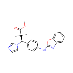 COC(=O)C(C)(C)[C@@H](c1ccc(Nc2nc3ccccc3o2)cc1)n1ccnc1 ZINC000071315852