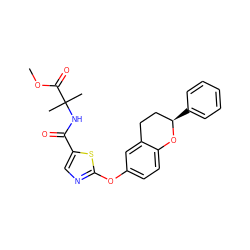 COC(=O)C(C)(C)NC(=O)c1cnc(Oc2ccc3c(c2)CC[C@@H](c2ccccc2)O3)s1 ZINC000145495236