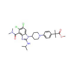 COC(=O)C(C)(C)c1ccc(N2CCC(n3c(NC(C)C)nc4c(C(=O)N(C)C)c(Cl)c(Cl)cc43)CC2)cc1 ZINC000095583190