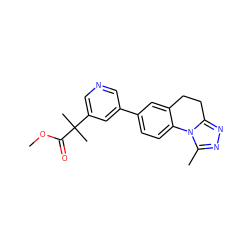 COC(=O)C(C)(C)c1cncc(-c2ccc3c(c2)CCc2nnc(C)n2-3)c1 ZINC000143834340