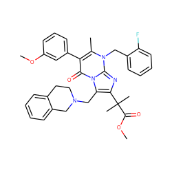 COC(=O)C(C)(C)c1nc2n(Cc3ccccc3F)c(C)c(-c3cccc(OC)c3)c(=O)n2c1CN1CCc2ccccc2C1 ZINC000029475037