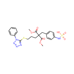 COC(=O)C(CCCSc1nnnn1-c1ccccc1)(Cc1ccc(NS(=O)(=O)O)cc1)C(=O)OC ZINC000036179207