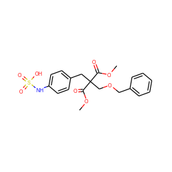 COC(=O)C(COCc1ccccc1)(Cc1ccc(NS(=O)(=O)O)cc1)C(=O)OC ZINC000036179204