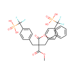 COC(=O)C(Cc1ccc(C(F)(F)P(=O)(O)O)cc1)(Cc1ccc(C(F)(F)P(=O)(O)O)cc1)C(=O)OCc1ccccc1 ZINC000004425995