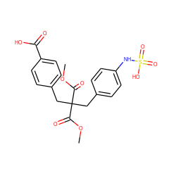 COC(=O)C(Cc1ccc(NS(=O)(=O)O)cc1)(Cc1ccc(C(=O)O)cc1)C(=O)OC ZINC000036179193