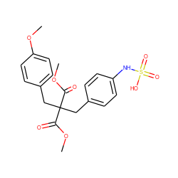 COC(=O)C(Cc1ccc(NS(=O)(=O)O)cc1)(Cc1ccc(OC)cc1)C(=O)OC ZINC000036179168