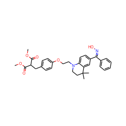 COC(=O)C(Cc1ccc(OCCN2CCC(C)(C)c3cc(/C(=N\O)c4ccccc4)ccc32)cc1)C(=O)OC ZINC000029039095