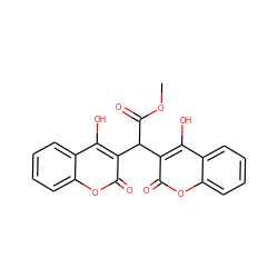 COC(=O)C(c1c(O)c2ccccc2oc1=O)c1c(O)c2ccccc2oc1=O ZINC000045283296