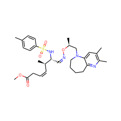 COC(=O)C/C=C\[C@@H](C)[C@@H](/C=N\O[C@@H](C)CN1CCCCc2nc(C)c(C)cc21)NS(=O)(=O)c1ccc(C)cc1 ZINC000008035693