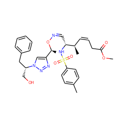 COC(=O)C/C=C\[C@@H](C)[C@@H](/C=N\O[C@@H](C)c1cn([C@H](CO)Cc2ccccc2)nn1)NS(=O)(=O)c1ccc(C)cc1 ZINC000008035699