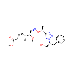 COC(=O)C/C=C\[C@@H](C)[C@@H](/C=N\O[C@@H](C)c1cn([C@H](CO)Cc2ccccc2)nn1)OC ZINC000008035767
