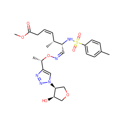 COC(=O)C/C=C\[C@@H](C)[C@@H](/C=N\O[C@@H](C)c1cn([C@H]2COC[C@H]2O)nn1)NS(=O)(=O)c1ccc(C)cc1 ZINC000008035698