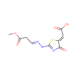 COC(=O)C/C=N/NC1=NC(=O)/C(=C/C(=O)O)S1 ZINC000004807190