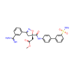 COC(=O)C[C@@]1(C(=O)Nc2ccc(-c3cccc(S(N)(=O)=O)c3)cc2)CC(c2cccc(C(=N)N)c2)=NO1 ZINC000026659681