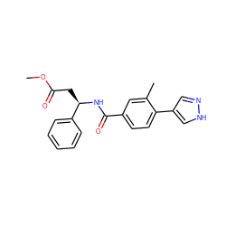 COC(=O)C[C@@H](NC(=O)c1ccc(-c2cn[nH]c2)c(C)c1)c1ccccc1 ZINC000224677831