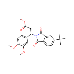 COC(=O)C[C@@H](c1ccc(OC)c(OC)c1)N1C(=O)c2ccc(C(C)(C)C)cc2C1=O ZINC000013757433