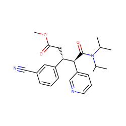 COC(=O)C[C@@H](c1cccc(C#N)c1)[C@@H](C(=O)N(C(C)C)C(C)C)c1cccnc1 ZINC000034986297