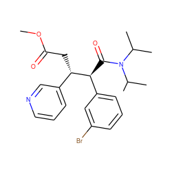 COC(=O)C[C@@H](c1cccnc1)[C@@H](C(=O)N(C(C)C)C(C)C)c1cccc(Br)c1 ZINC000034987501