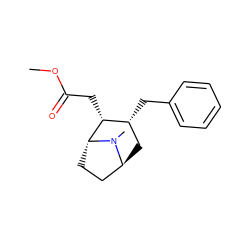 COC(=O)C[C@@H]1[C@H](Cc2ccccc2)C[C@H]2CC[C@H]1N2C ZINC000100800656